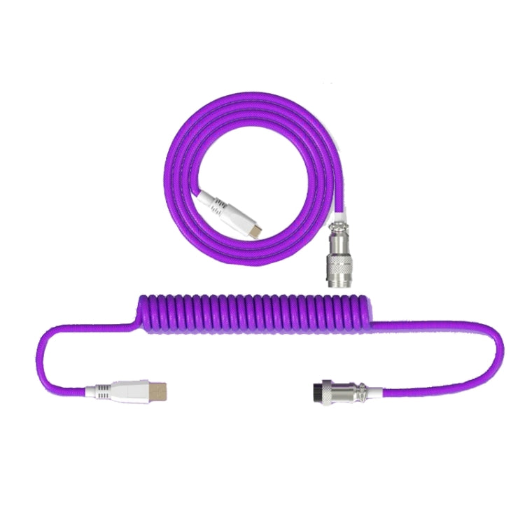 Detachable Type-C Gaming Mechanical Keyboard Cable with Telescopic Design, 2.2m Length (Purple)