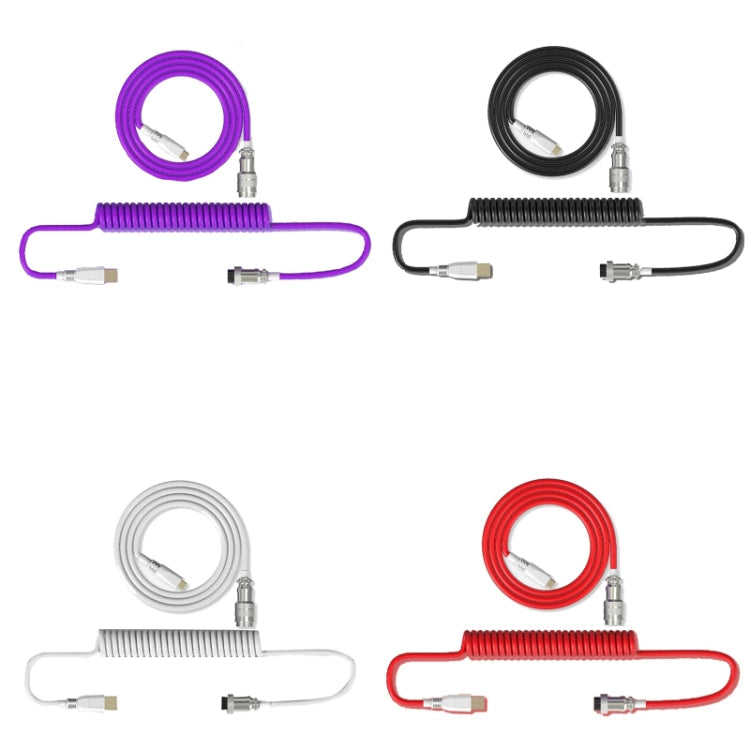 Detachable Type-C Gaming Mechanical Keyboard Cable with Telescopic Design, 2.2m Length (Purple)