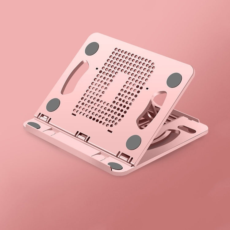 Foldable Height-Adjustable Cooling Stand for Laptops and Tablets (Pink)