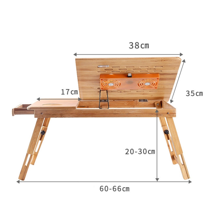 Bauhinia Pattern Foldable Bamboo Laptop Desk with Fan for Bed and Dorm