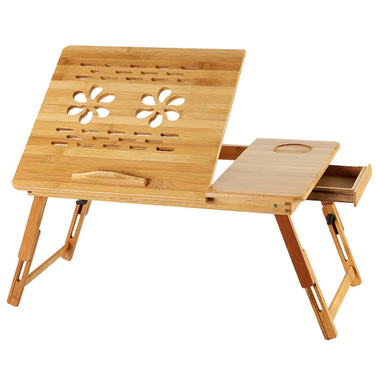 Bauhinia Pattern Folding Computer Desk - Multi-Functional Eco-Friendly Bamboo Lap Desk