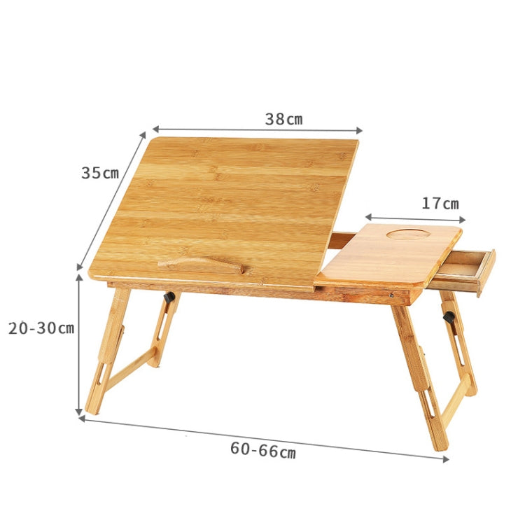 Folding Bamboo Bed Computer Desk with Adjustable Height and Cup Slot, Large Size