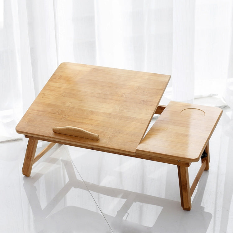 Versatile Bamboo Bed Computer Desk with Adjustable Height and Cup Slot