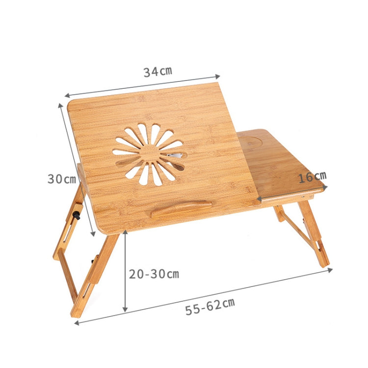Foldable Bamboo Laptop Desk with Sunflower Pattern and Drawer
