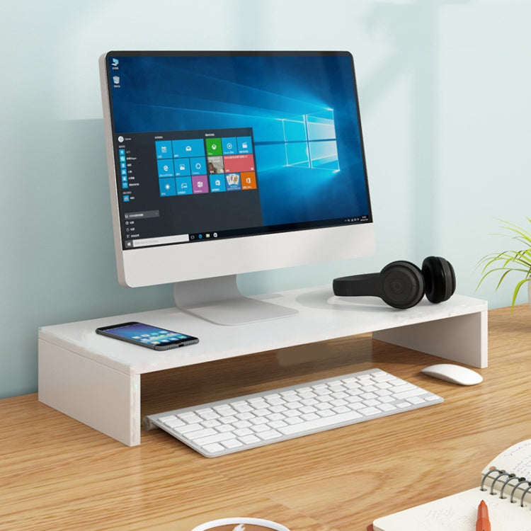 Elevated Computer Monitor Storage Rack with Single Layer Design (White)