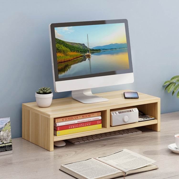 Computer Elevated Rack Monitor Bracket Storage Rack, Double Layer (Light Walnut)