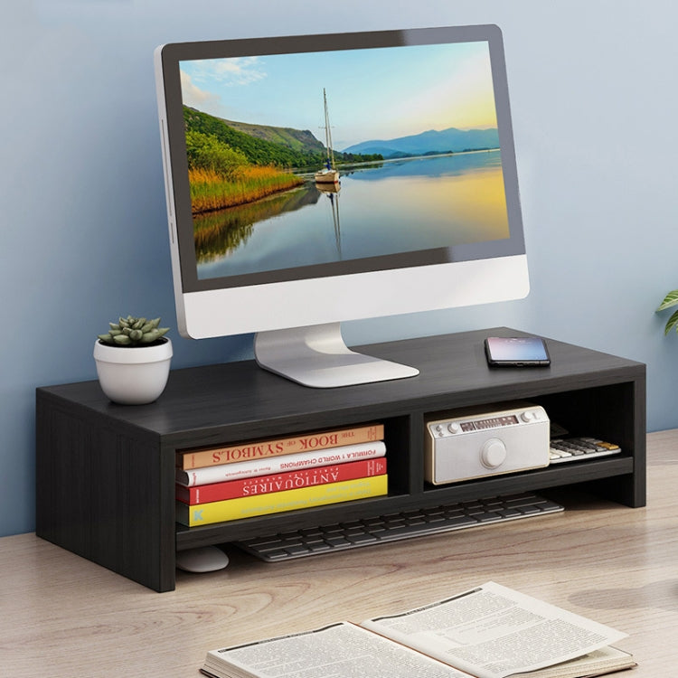 Ergonomic Double Layer Computer Monitor Storage Rack - Black Walnut