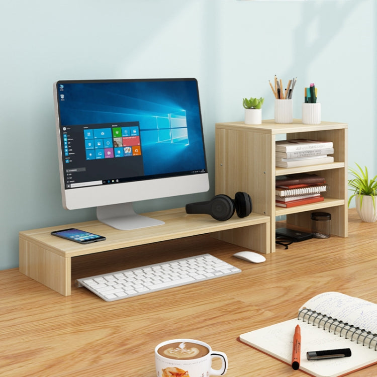 Computer Elevated Rack Monitor Bracket Storage Rack - Light Walnut, Single and Three-Layer Options