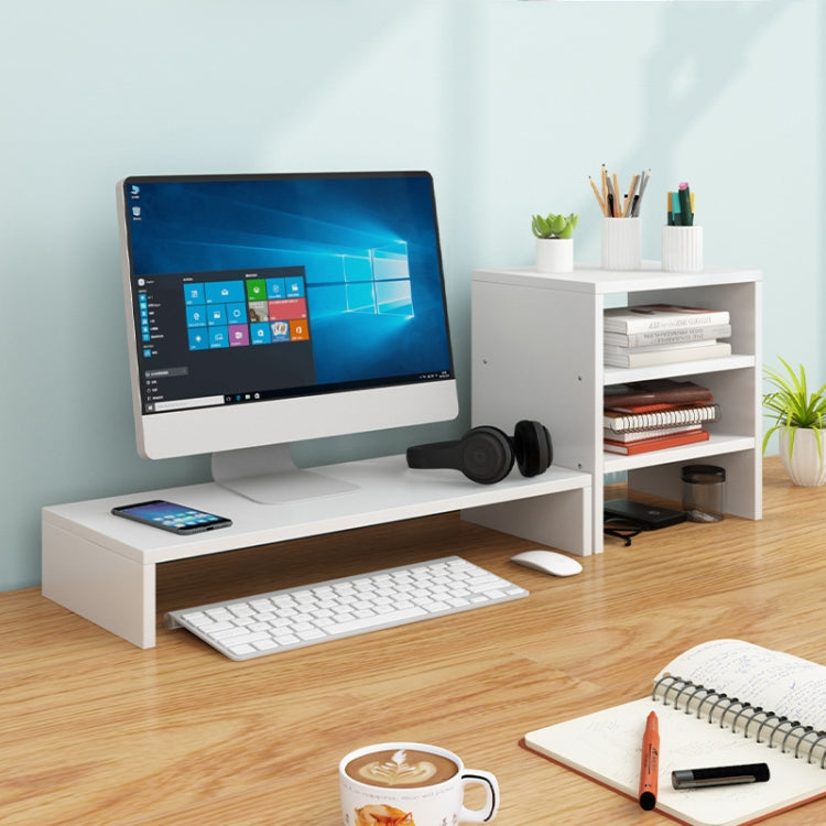 Elevated Computer Monitor Storage Rack with Versatile Options (White)