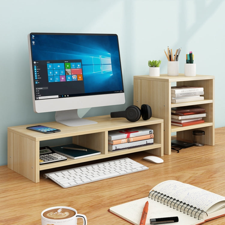 Computer Elevated Rack Monitor Bracket Storage Rack, Double Layer+Three Layers(Light Walnut)