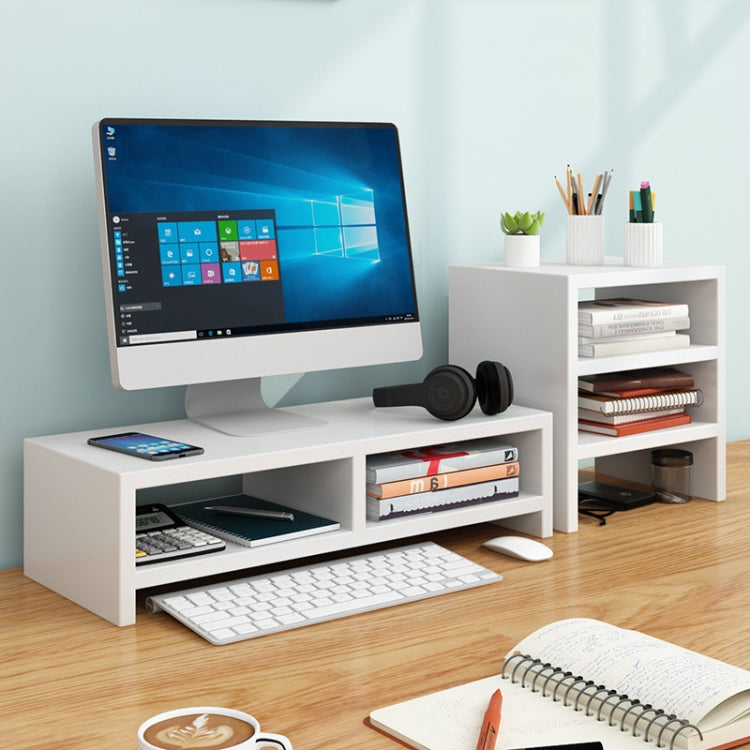 Computer Elevated Monitor Storage Rack with Double Layer and Three Layers, White