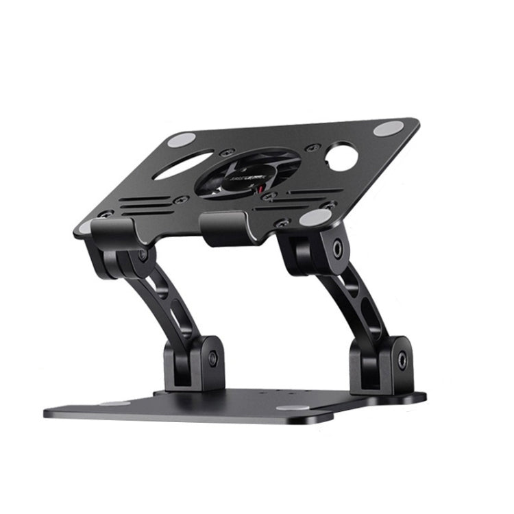 Double Rod Laptop Folding Lift Stand Tablet Stand with Fan Radiator in Black