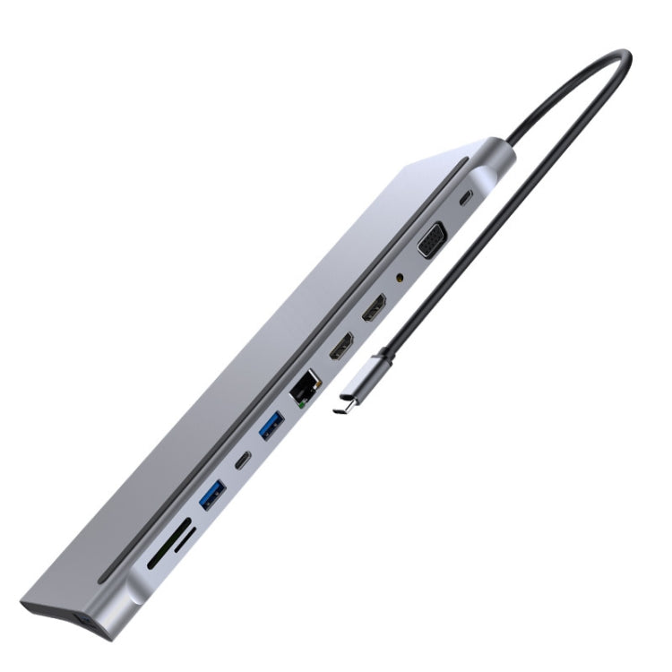 12-in-1 Type C Laptop Smart Docking Station (Gray)