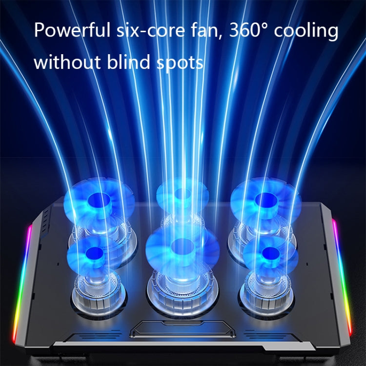 NUOXI Q9 RGB Laptop Cooler with Efficient Heat Dissipation and Vibrant RGB Lighting (Black)