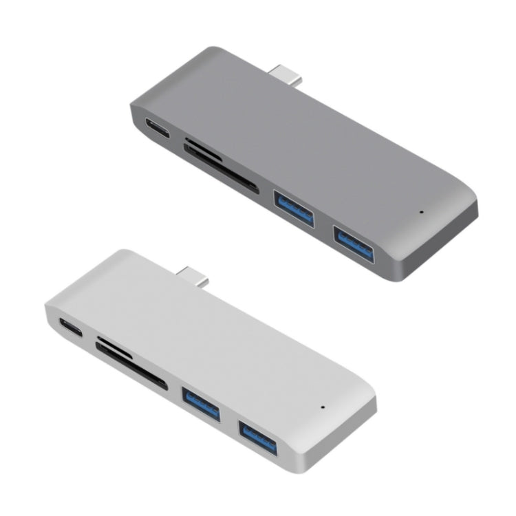 USB-C to HDMI Splitter Docking Station Card Reader, 5-in-1 Gray