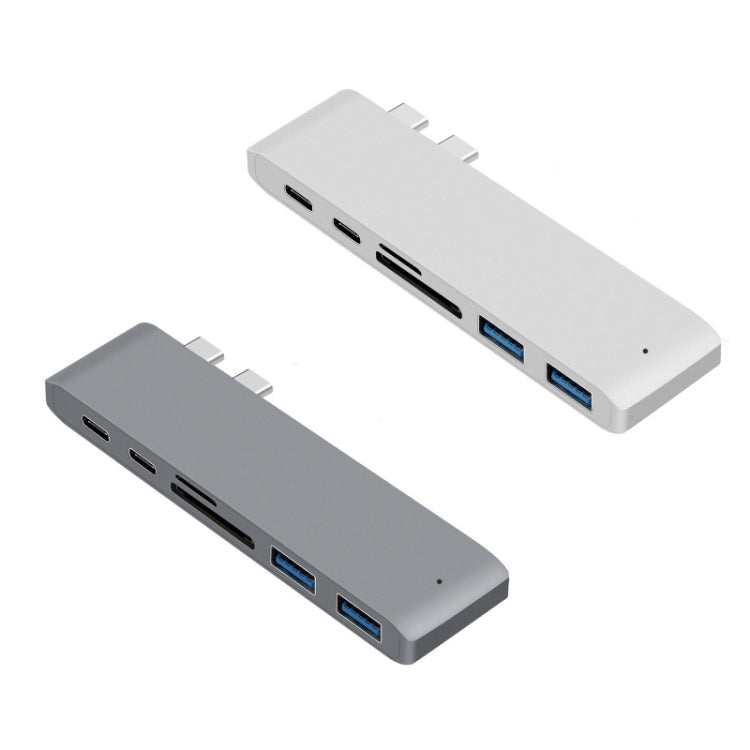 6-in-1 Silver USB-C To HDMI Splitter Docking Station Card Reader