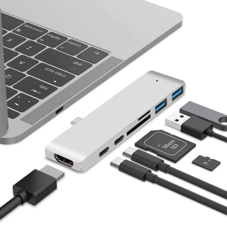 4K HDMI Hub Docking Station with Type-C to USB Compatibility for MacBook Pro (Silver)