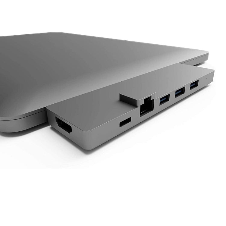 Multi-Function Type-C Hub with Gigabit Ethernet, USB3.0, SD/TF Card Reader, and 4K HDMI (Grey)