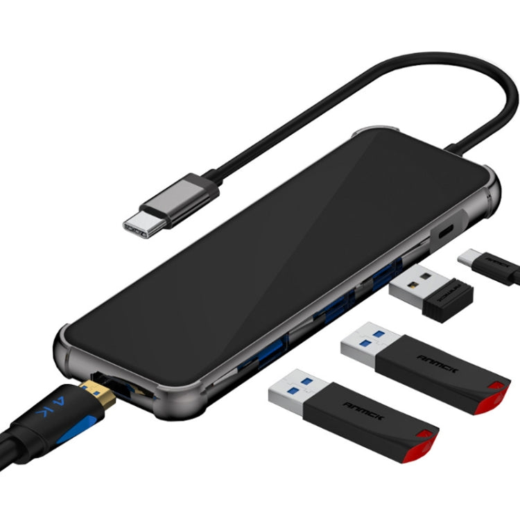 6-in-1 Mirror Glass Type-C to HDMI 4K USB 3.0 HUB (One to Five)