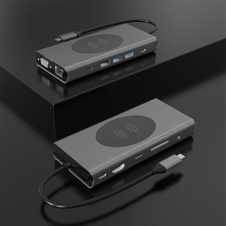 BX13V All-In-One Type-C Docking Station with Wireless Charging