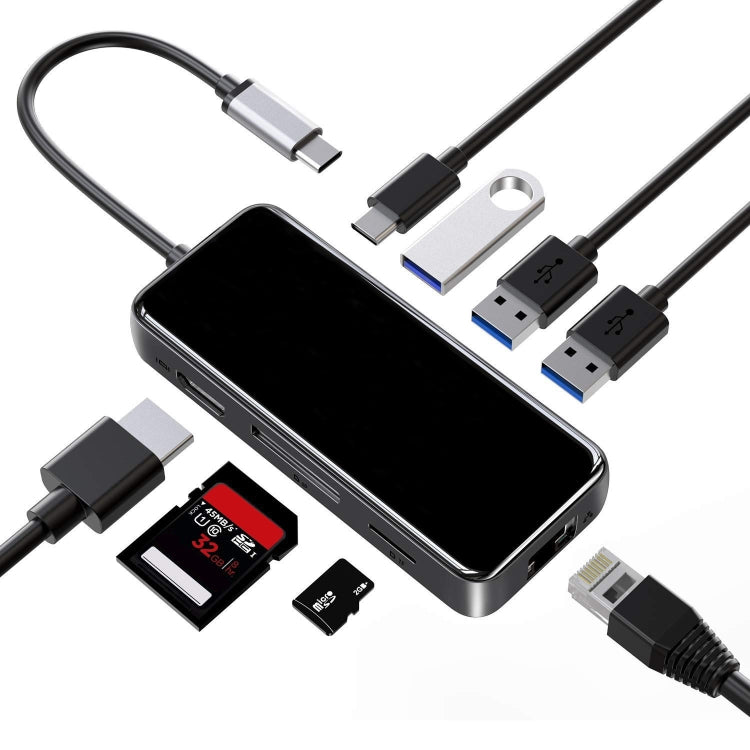 Type-C 8-in-1 HDMI Hub and Laptop Converter (Black)