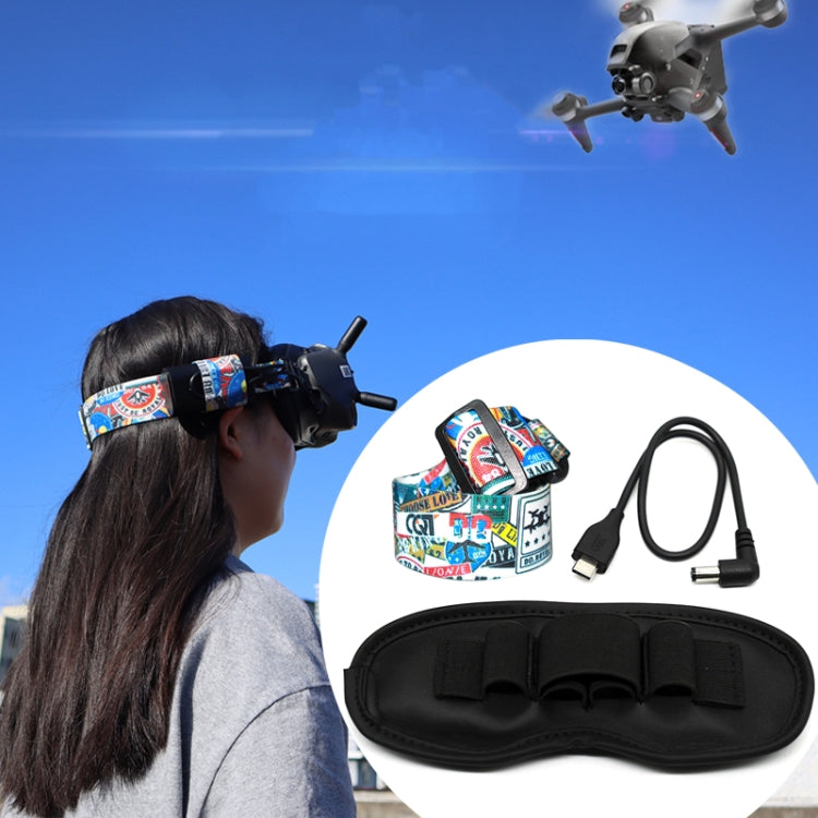 Graffiti Color Headband Fixed Strap for DJI FPV Goggles V2 with Power Line and Pad