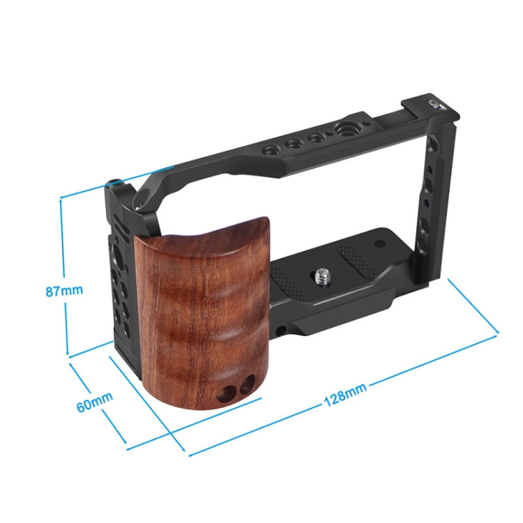 Black Alloy Rabbit Cage with Wooden Handle for Sony ZV-E10 Camera