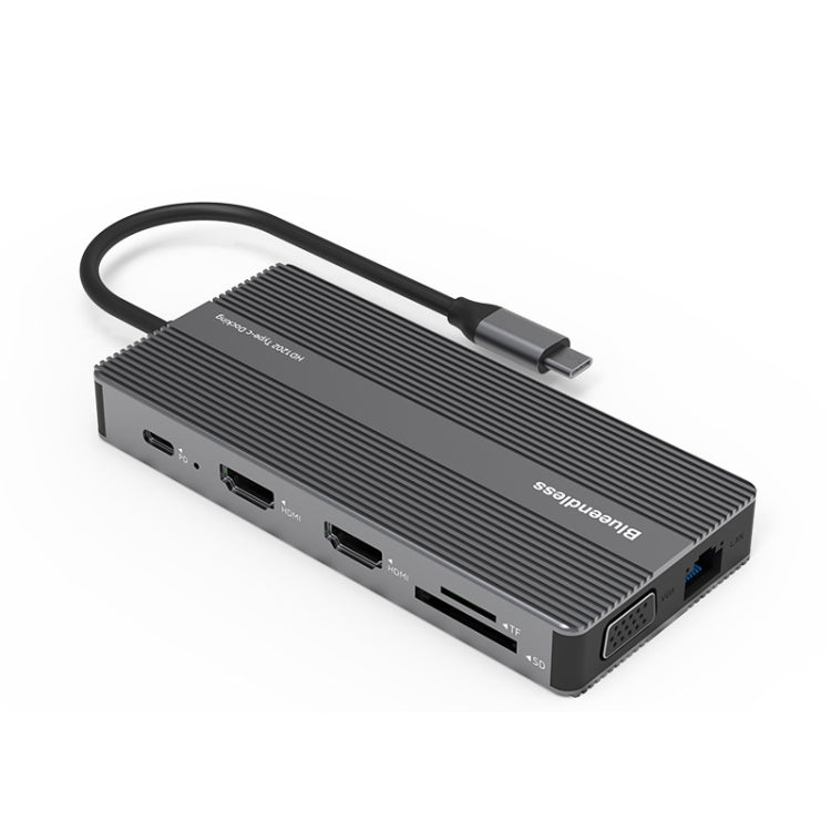Blueendless 12-in-1 Type-C Hub with HDMI, VGA, and Audio Interface