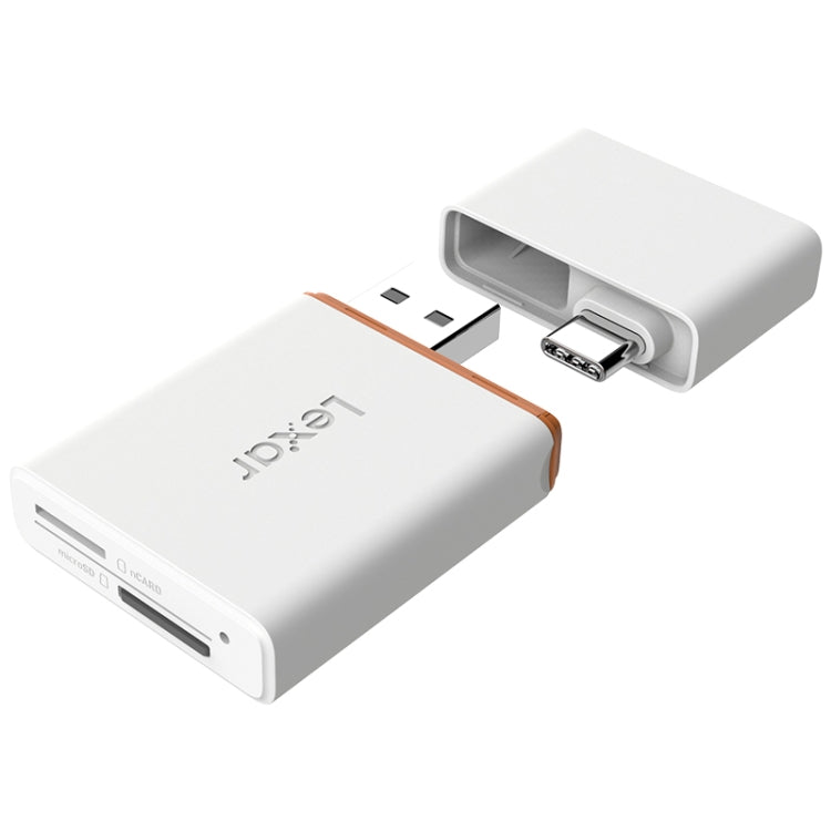 Lexar LRW350U-BNNNC TF & NM Card Reader 2-In-1 T-Ype-C / USB-C Dual Interface (White)