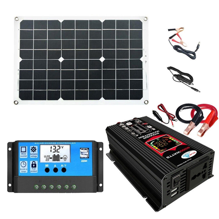 Solar Power Home Generator Kit with Inverter, 30A Controller, and 18W 12V Panel