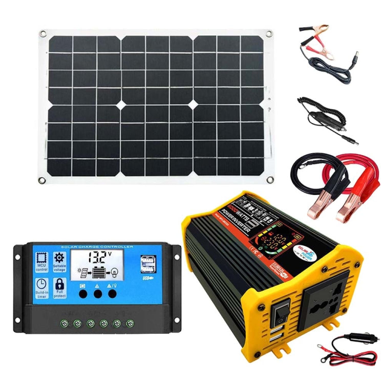 Versatile Home Solar Generator Inverter Kit with 30A Controller and 18W 12V Solar Panel