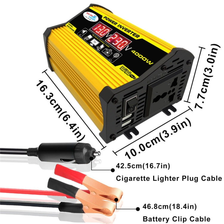 Home Solar Generator Inverter with 30A Controller and 18W 12V Solar Panel - Yellow 12V To 220V