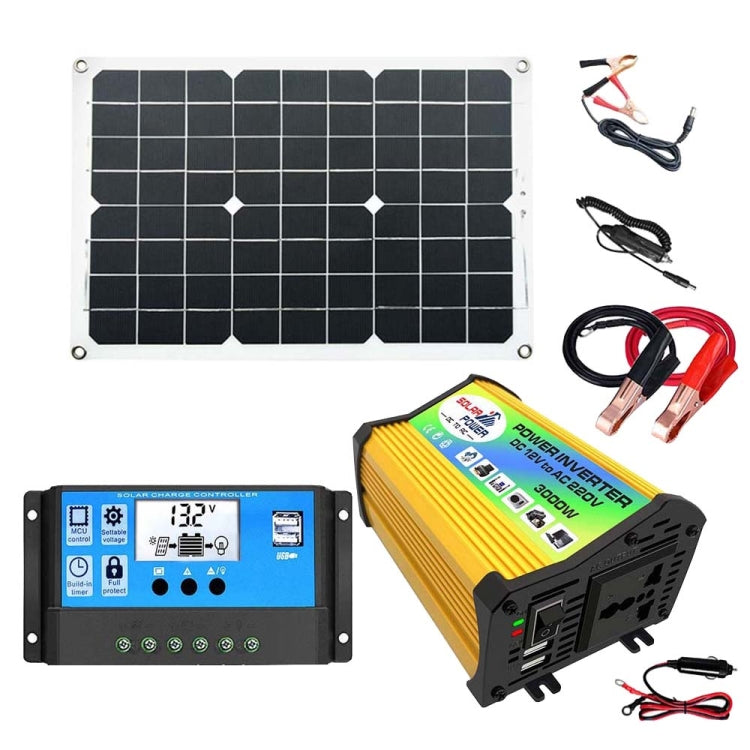 Portable Home Solar Generator Inverter with 30A Controller and 18W 12V Solar Panel - Yellow 12V To 110V