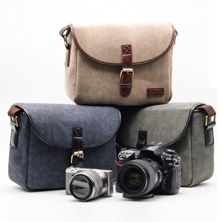 Gray Canvas Crossbody Bag for SLR Cameras