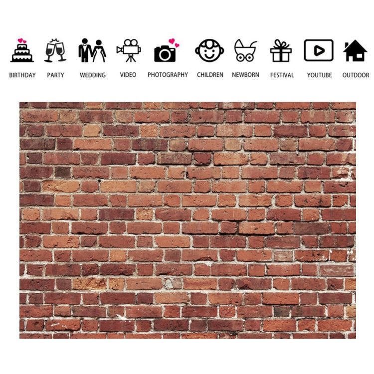 Retro Red Brick Wall Photo Background - 2.1m x 1.5m