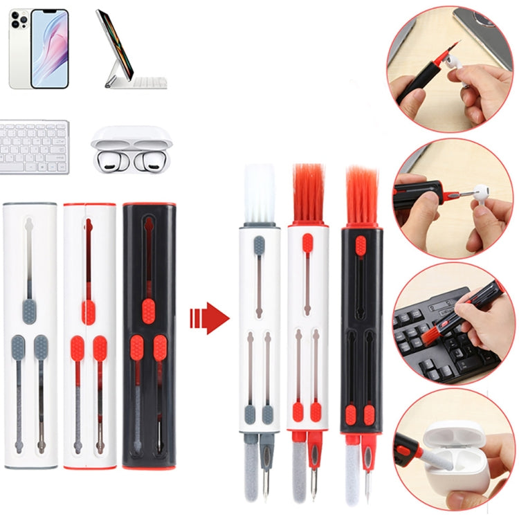 3-in-1 Telescopic Cleaning Pen for Bluetooth Headphones (White Gray)