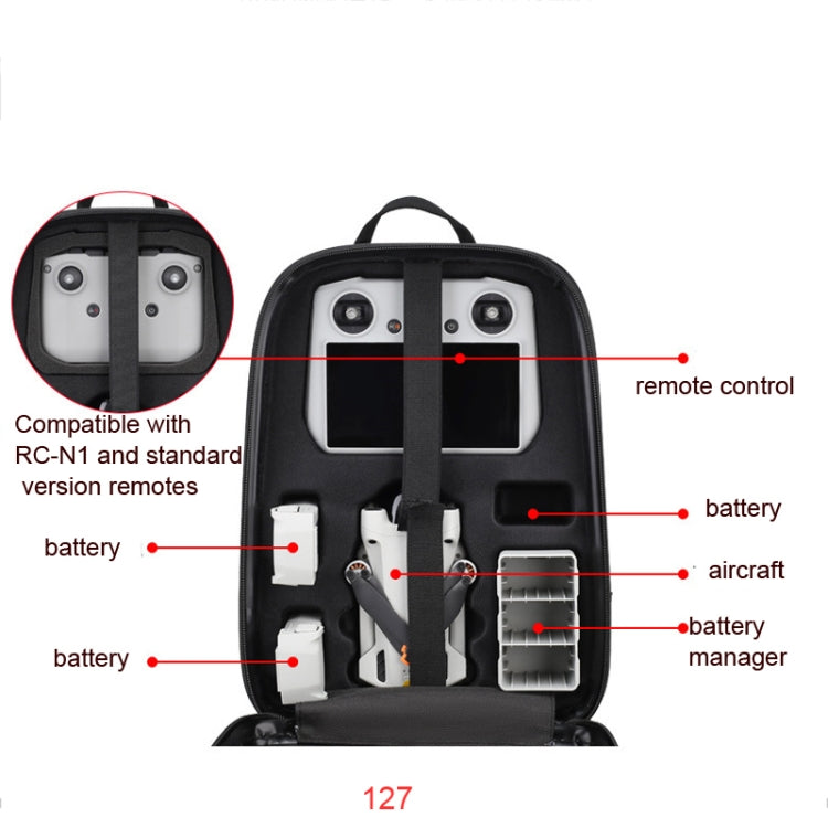 Waterproof Hard Shell Backpack for DJI Mini 3 Pro - Brushed Gray, Size: 127 Small
