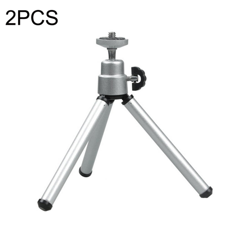 Adjustable 2-Section Mini Metal Tripod Stand for Mobile Phones and Cameras (Silver)