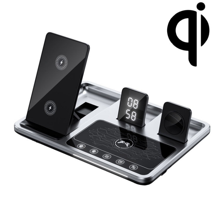 R11 4-In-1 30W Wireless Phone Charger with Ambient Light (Silver-Black)