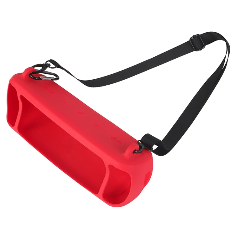 Red Silicone Case with Shoulder Strap and Carabiner for Anker Soundcore Motion+ Bluetooth Speaker