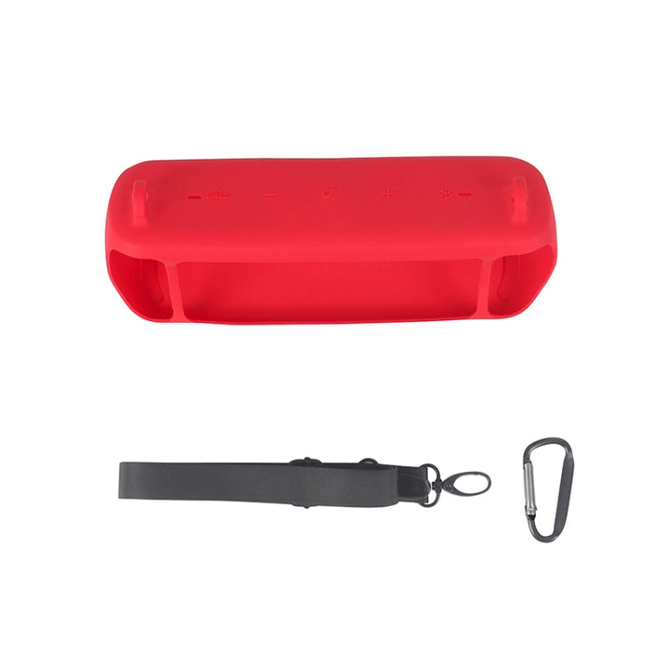 Red Silicone Case with Shoulder Strap and Carabiner for Anker Soundcore Motion+ Bluetooth Speaker