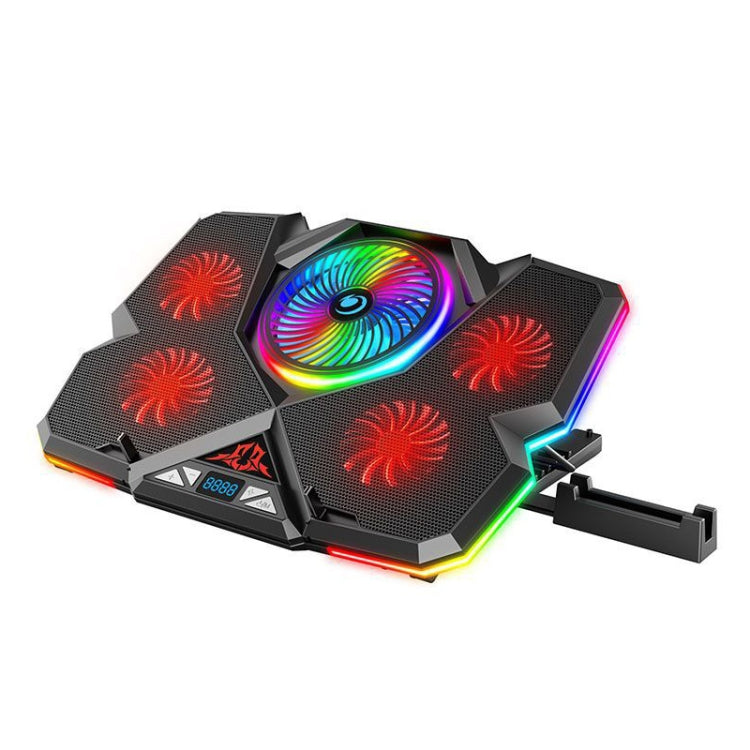 CoolCold Laptop Cooler with Five Fans and 2 USB Ports, Touch Symphony Red Version