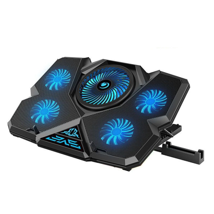 CoolCold Five Fans Laptop Cooler with Retractable Mobile Phone Holder