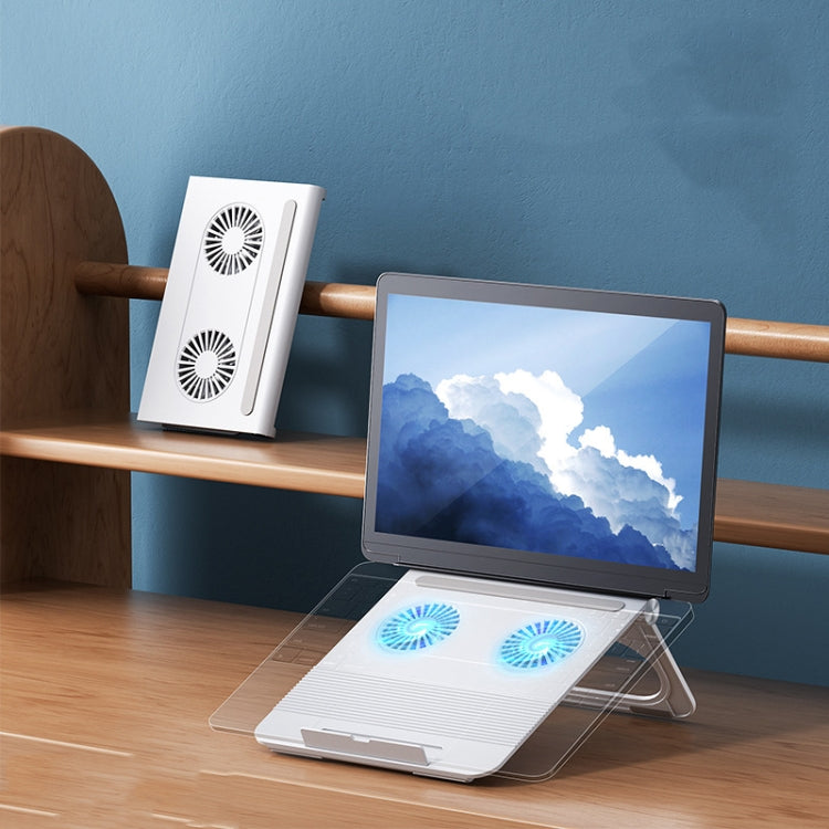 Portable Folding Laptop and Tablet Cooling Bracket with Dual Fans (White)