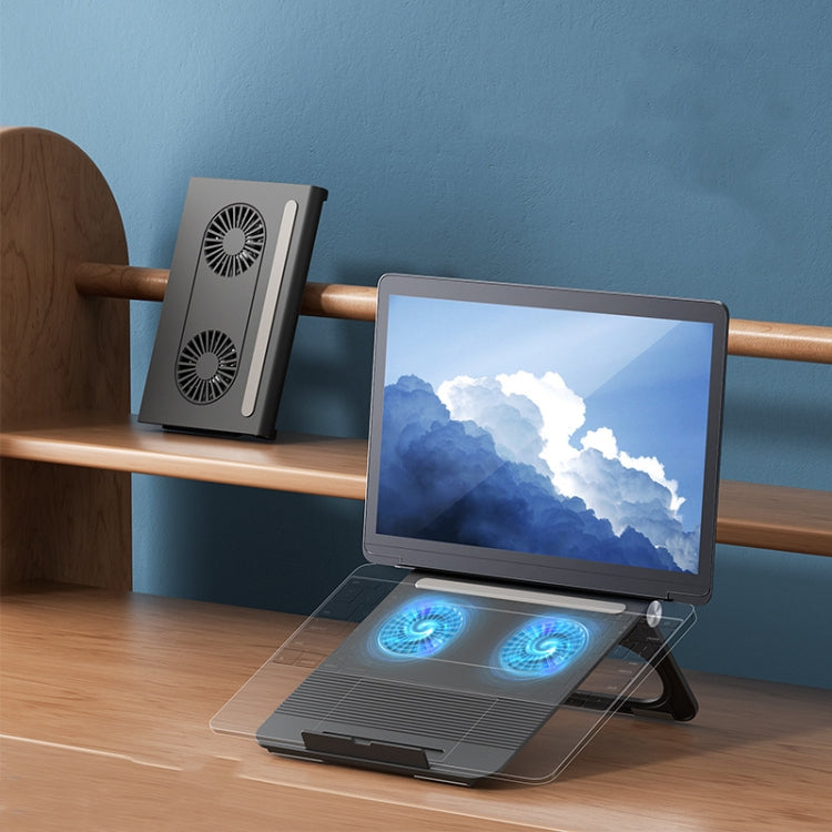 D33 2 Fan Laptop Cooling Bracket - Portable Tablet Stand (Black)