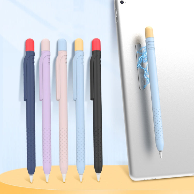 Purple Magnetic Silicone Storage Colorblock Pen Holder for Apple Pencil 1