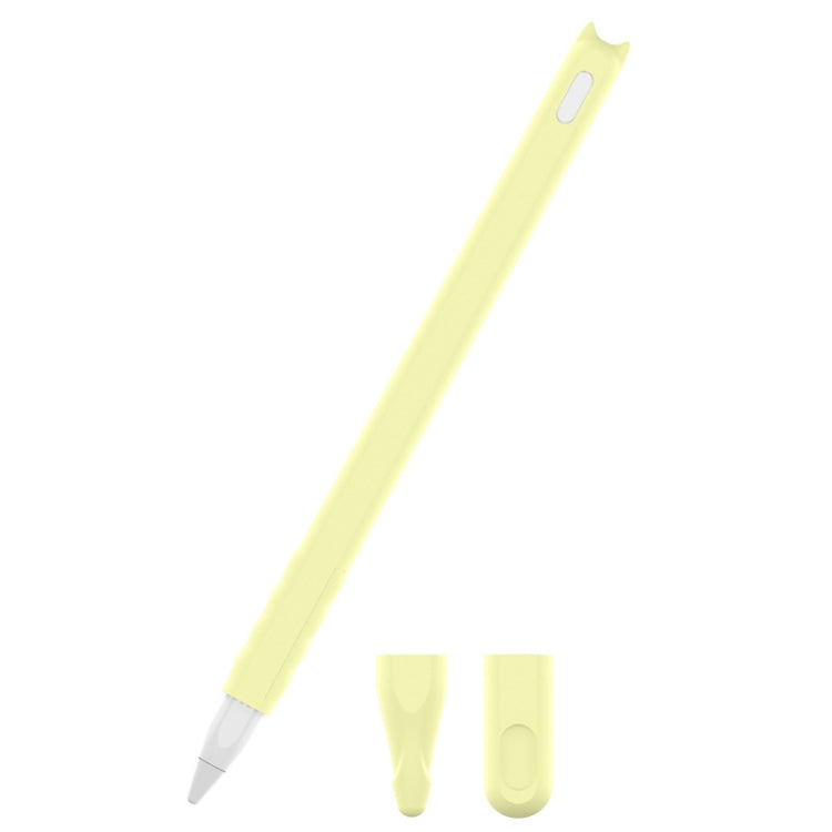 2-Piece Light Yellow Cartoon Touch Silicone Pen Case for Apple Pencil 2