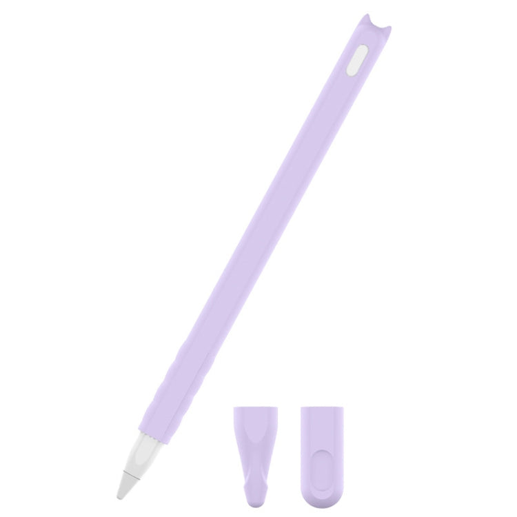 Cartoon Touch Silicone Pen Case Set for Apple Pencil 2 - Light Purple