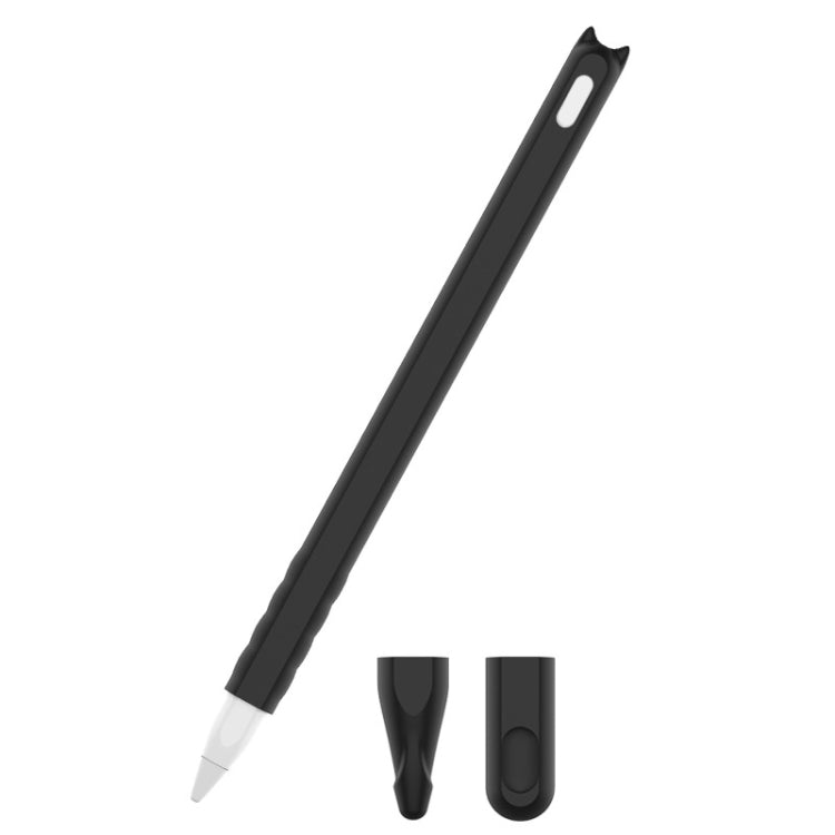 Cartoon Touch Silicone Pen Case Set for Apple Pencil 2 - Black (2 Pieces)
