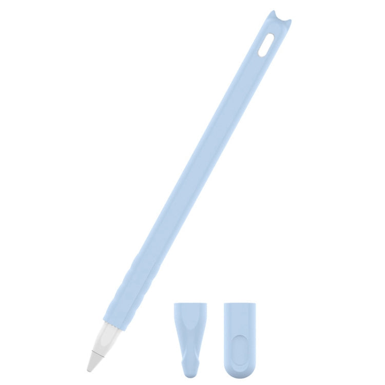 2-Piece Sky Blue Cartoon Touch Silicone Pen Case for Apple Pencil 2